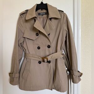 Kenneth Cole Beige Double-Breasted Trench Jacket,M🦋
